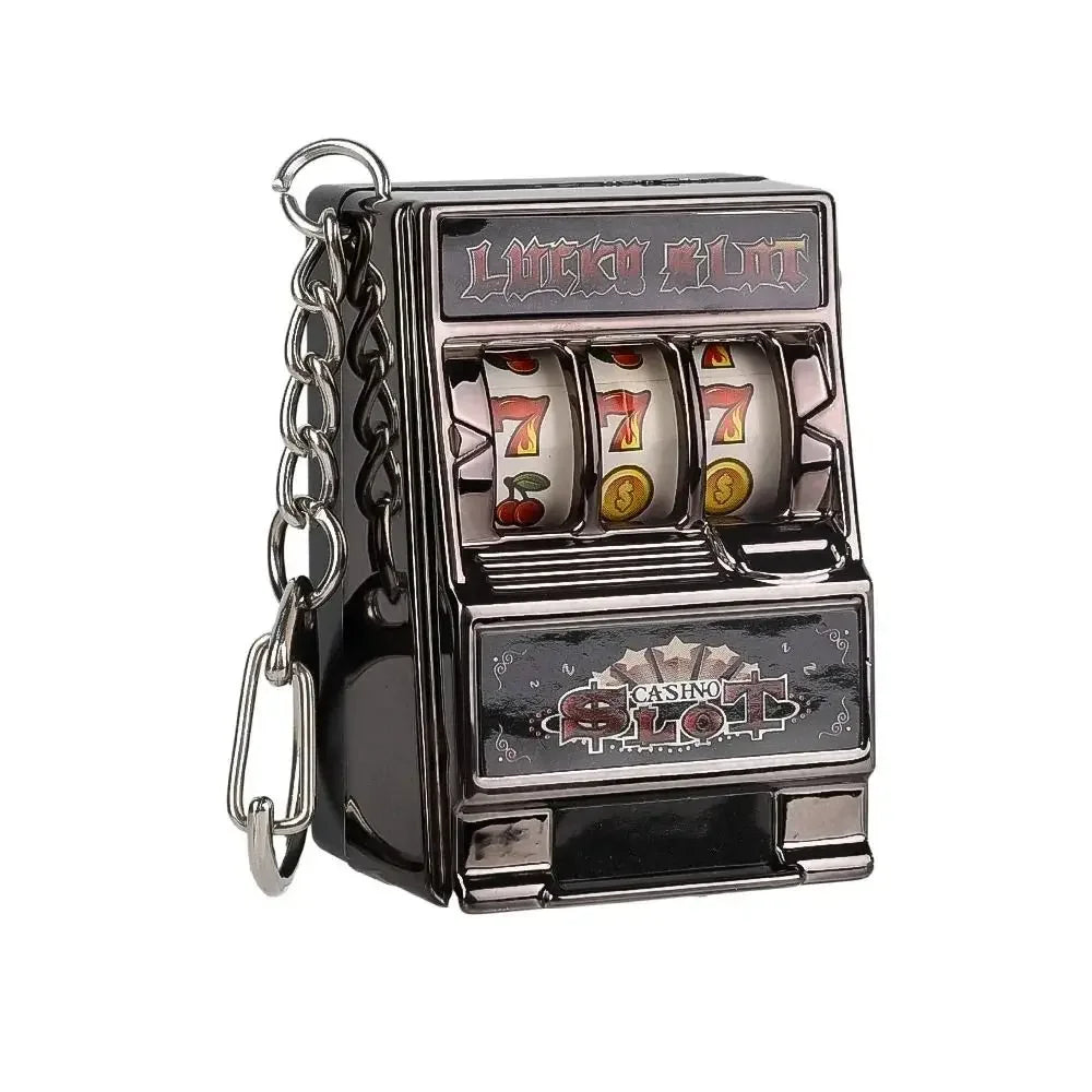 Mini Gambling Slot Machine Key Chains Creative Arcade Pocket Fruit Lucky Jackpot Gadget Antistress Funny Games Keychain Ring