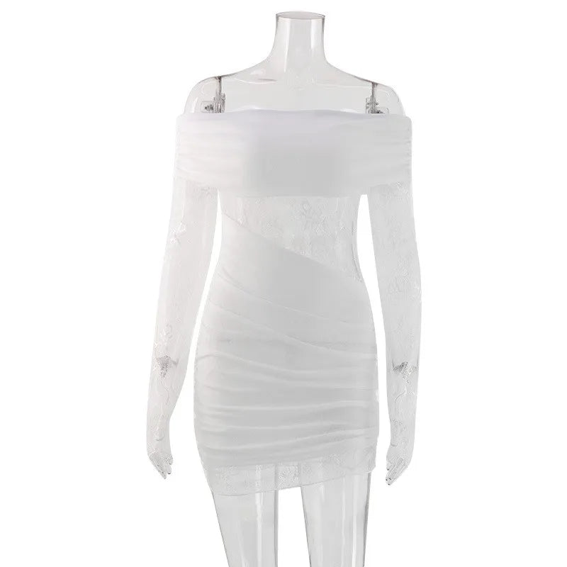 MsChuh Dresses For Woman Party Wedding Party Dress For Woman Vestidos Simple Style Sexy French Temperament Package Hip Lace Slim