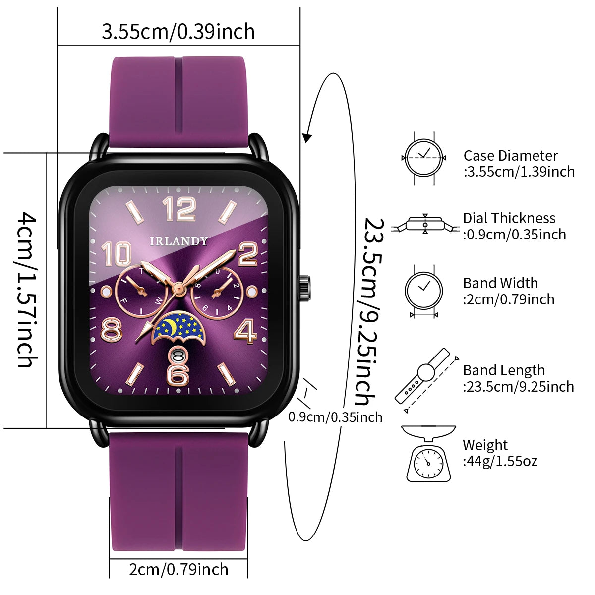 Fashion Square Women Quartz Watch Purple Silicone Strap Ladies Dress Calendar Wristwatches Clock Relogio Feminino(Without Box)