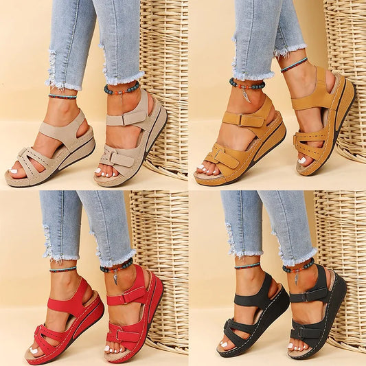 Women Sandals Soft Bottom Wedge Heels Sandals Summer Shoes Women Platform Sandalias Mujer Elegant Wedges Shoes For Women Tacon
