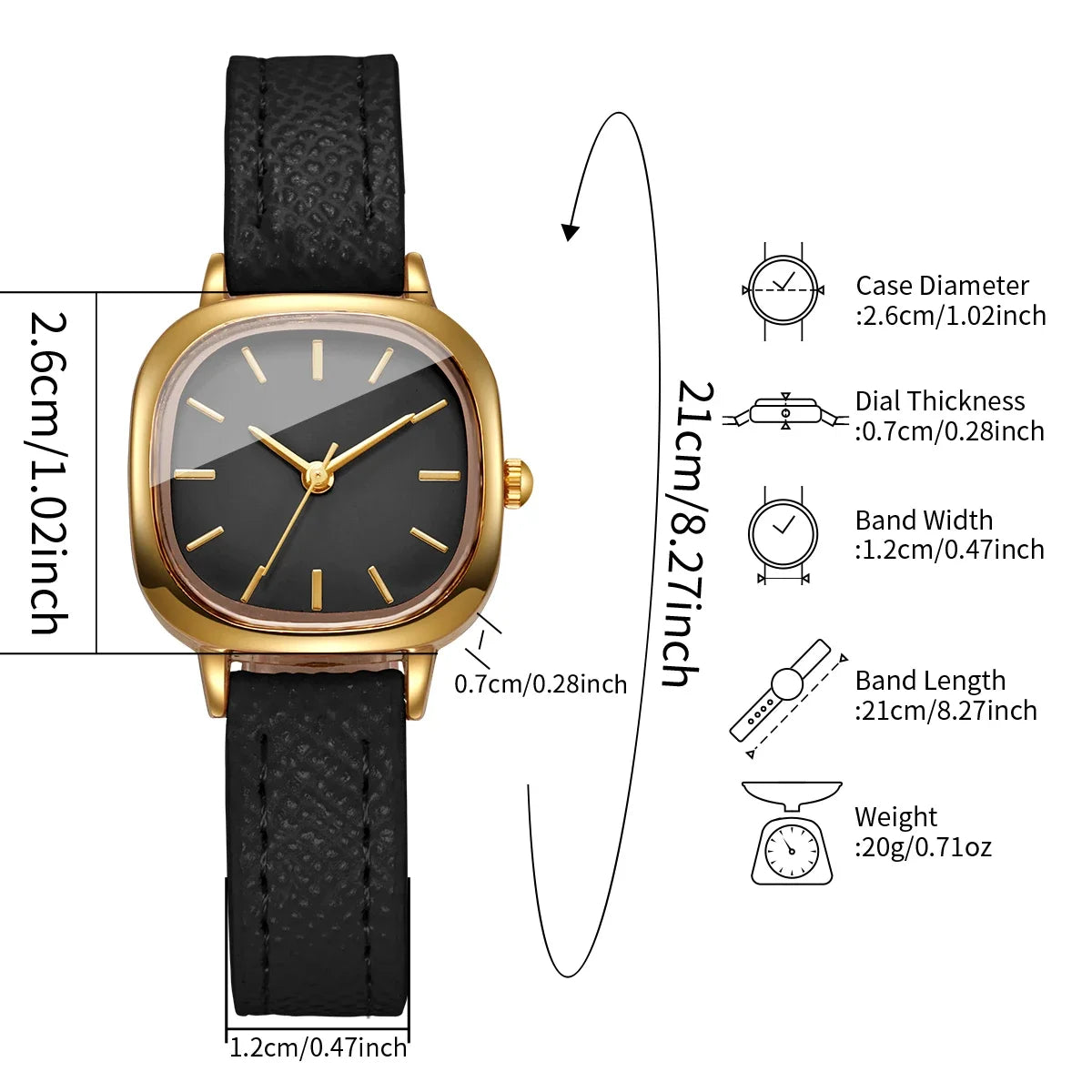 Women Exquisite Square Quartz Watch Casual Leather Strap Analog Dress Wrist Watch for Ladies Relogio Feminino(Without Box)
