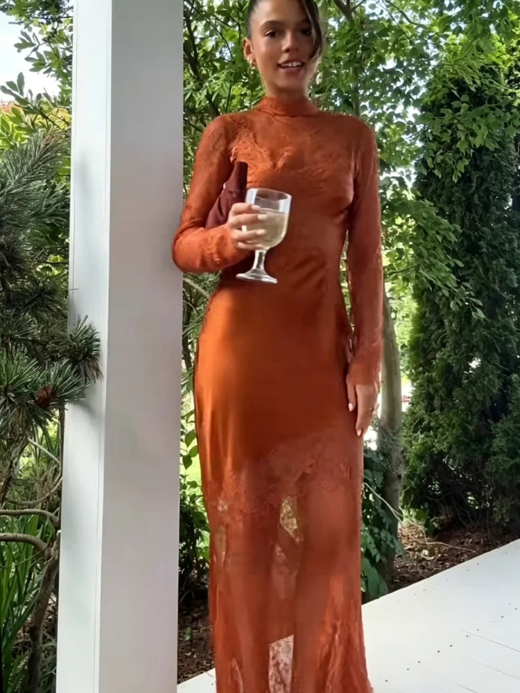 Elegant Lace Mermaid Dress Satin Assembling Sexy Open Back Small Stand Collar Zipper Robe 2026 New Evening Party Prom Lady Gown