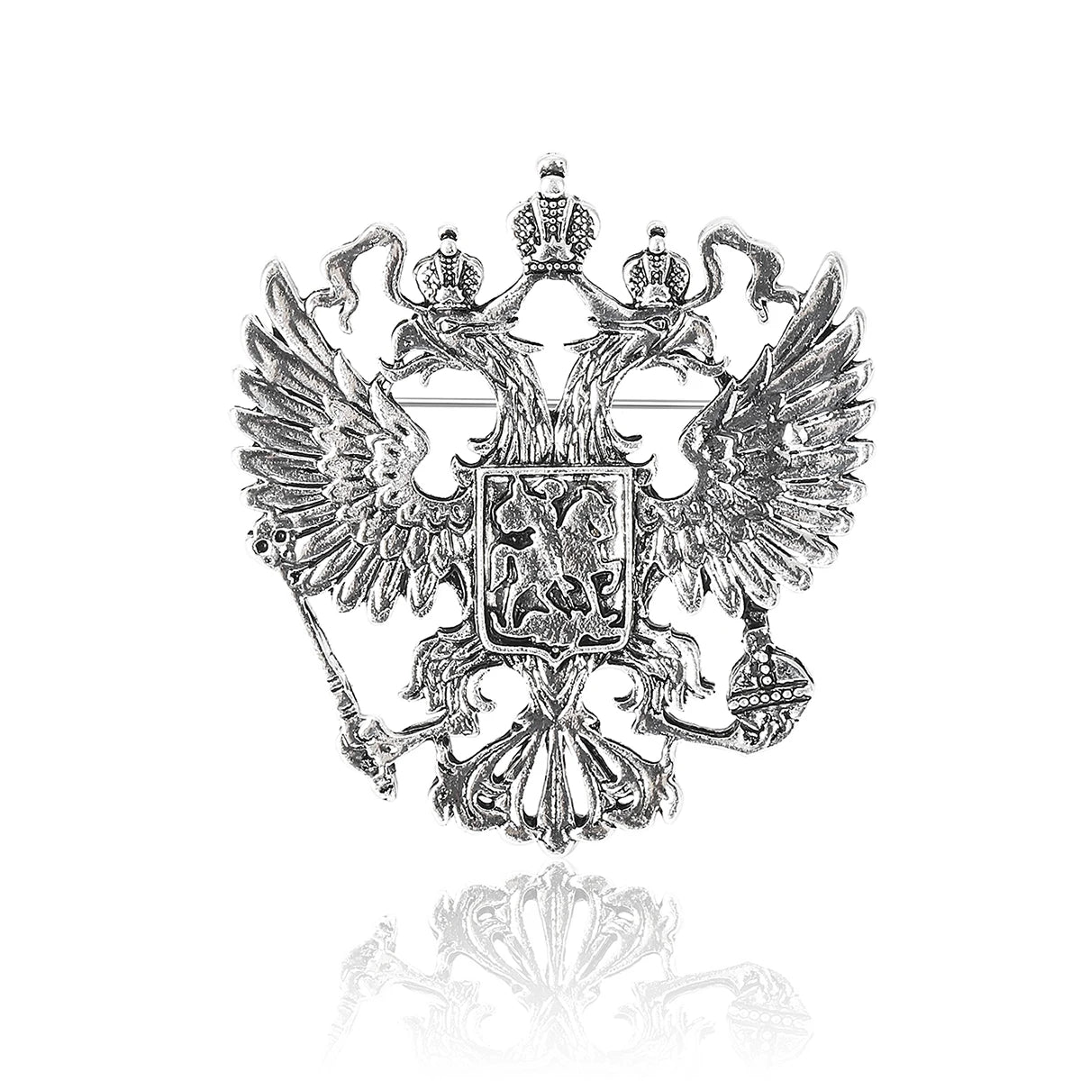 Beaut&Berry Classic Enamel Double Headed Eagle Brooches for Women Unisex Russian Emblem Pins Russian National Day Gifts Friends