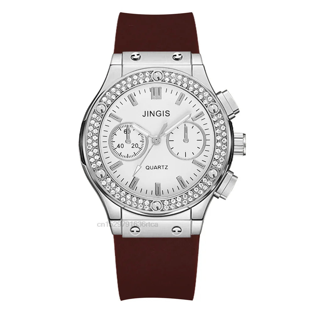 Fashion 2025 Rubber Women Watches Luxurious Brand Casual Diamond Female Quartz Wristwatches Simple Sport Clock Relogio Feminino