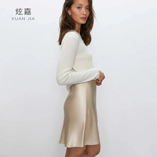 Women's Satin-Look Mini Skirt in Colour Options