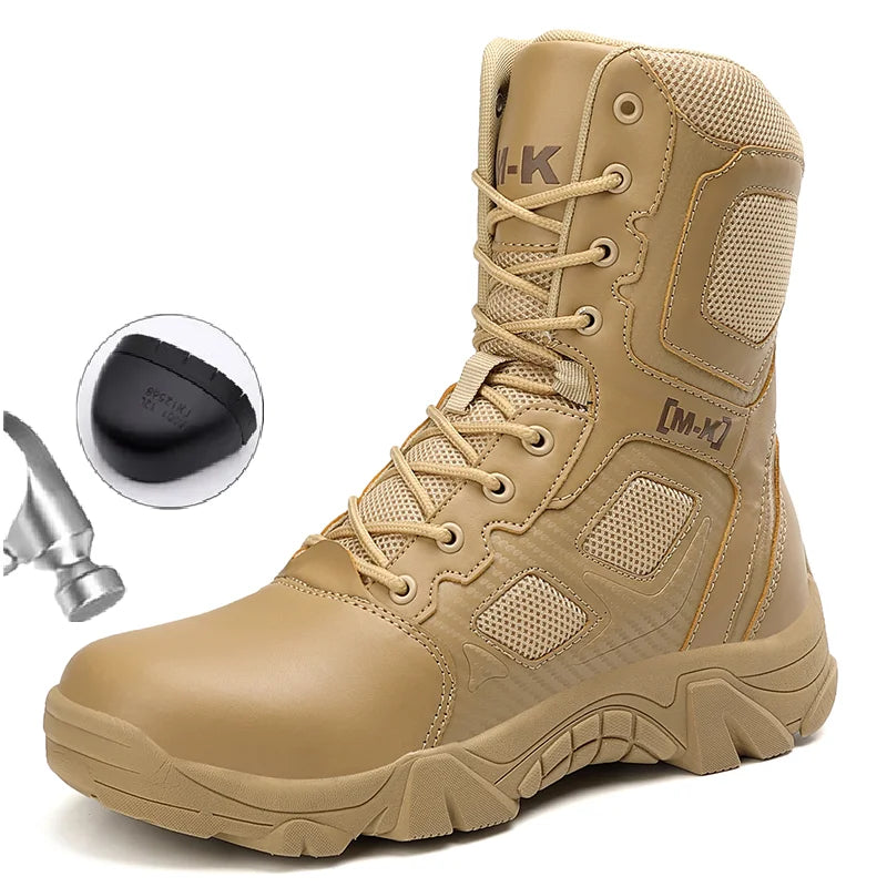 Outdoor Waterproof Safety Shoes Security Steel Toe Cap Men's Boots Working Steel Toe Anti-Smashing Men's Work Boots Size 47