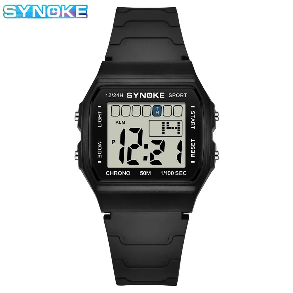 SYNOKE Student Electronic Watch Unisex Sport Watch For Women Waterproof Luminous LED Digital Lady Retro Men Wrist Watch