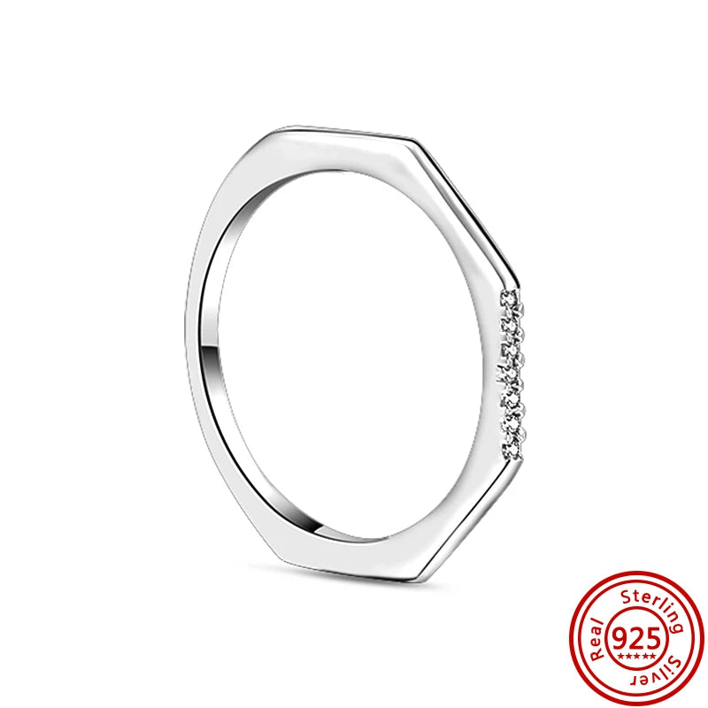New 925 Sterling Silver Shiny Classic Square Crown Heart-shaped Ring Exquisite Luxury Charm Jewelry Holiday Surprise Gifts