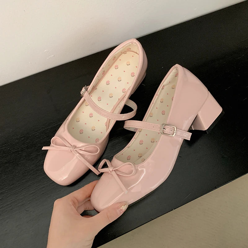 Women's Bow-Detail Mary Jane Block-Heel Shoes
