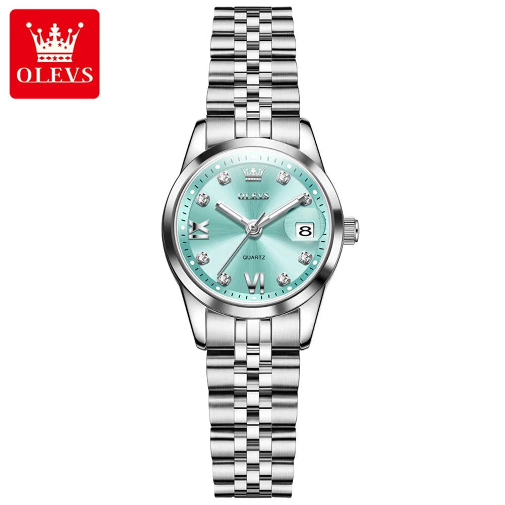 OLEVS Women Quartz Watch Small Dial Stainless Steel Ladies Wristwatch For Woman Waterproof Date Display Female Clock NO.7133
