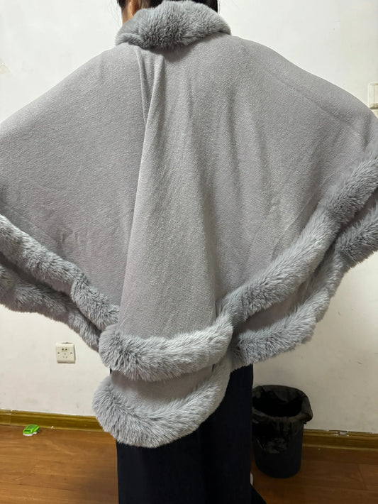 Women's Textured-Trim Cape Wrap