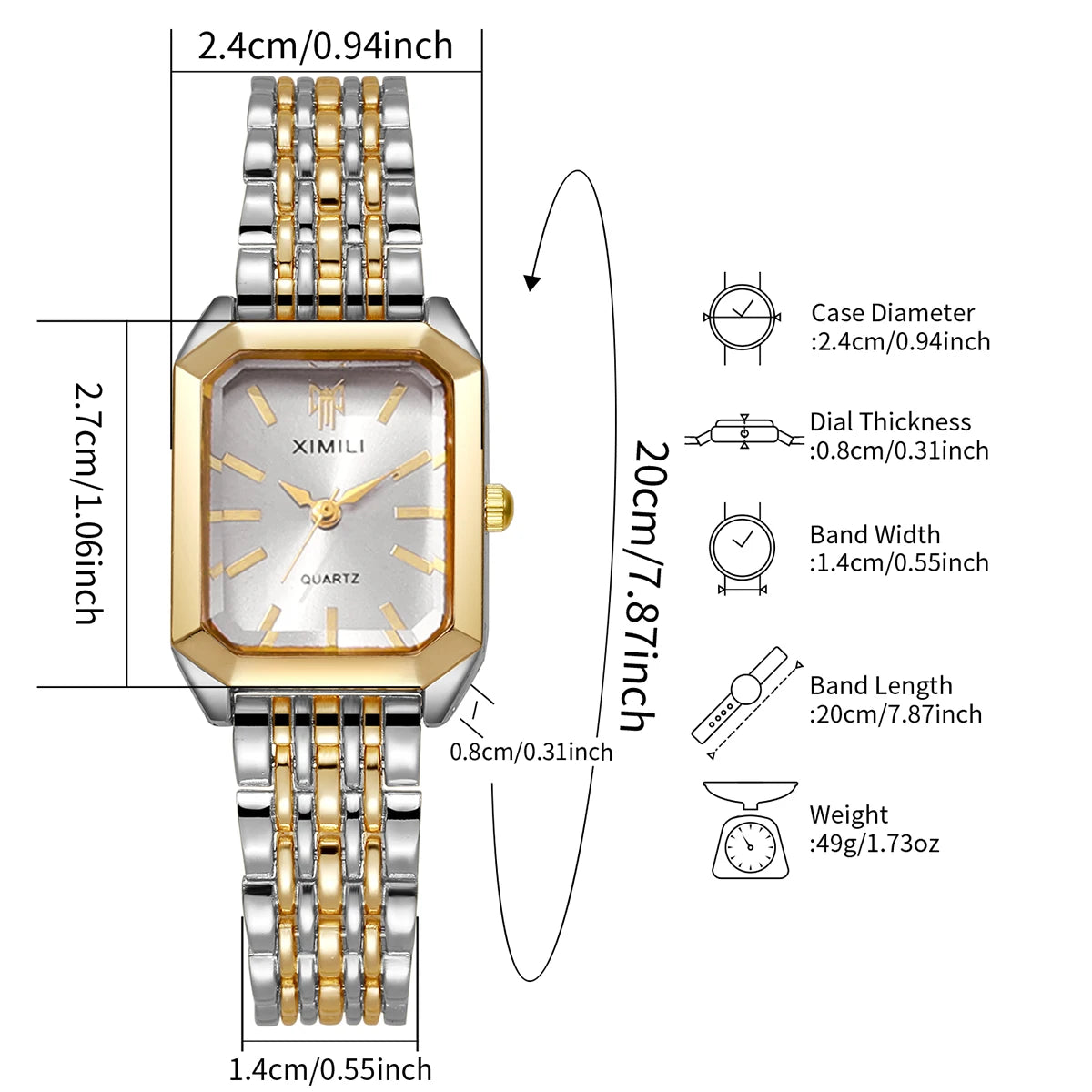 Elegant Rectangle Women Quartz Watch Luxury Bracelet Strap Ladies Dress Wristwatches Clock Gift Relogio Feminino(Without Box)