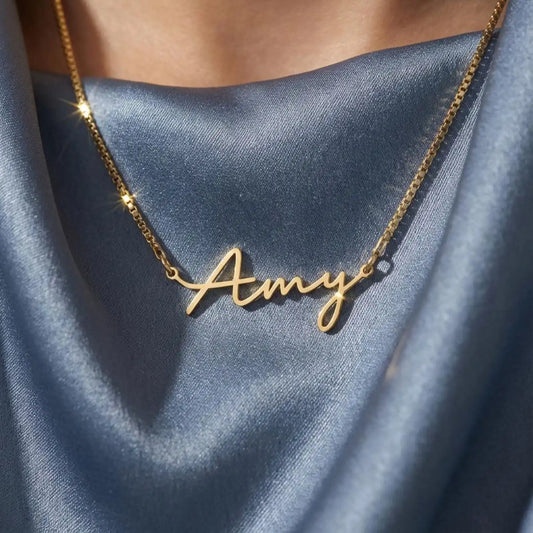 Custom Name Necklace with Box Chain Stainless Steel Dainty Signature Name Necklace Gift for Her Mother's Day Gift