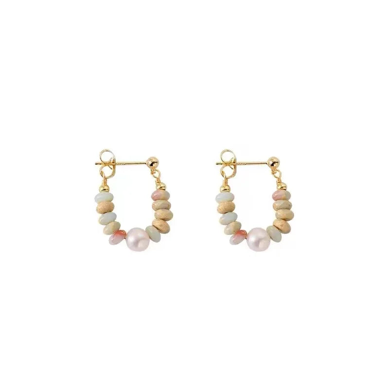 Vacation Style Design Natural Stone Beaded Pearl Pendant Earrings for Women and Girls 2024 Fashion Jewelry Unusual Accessories