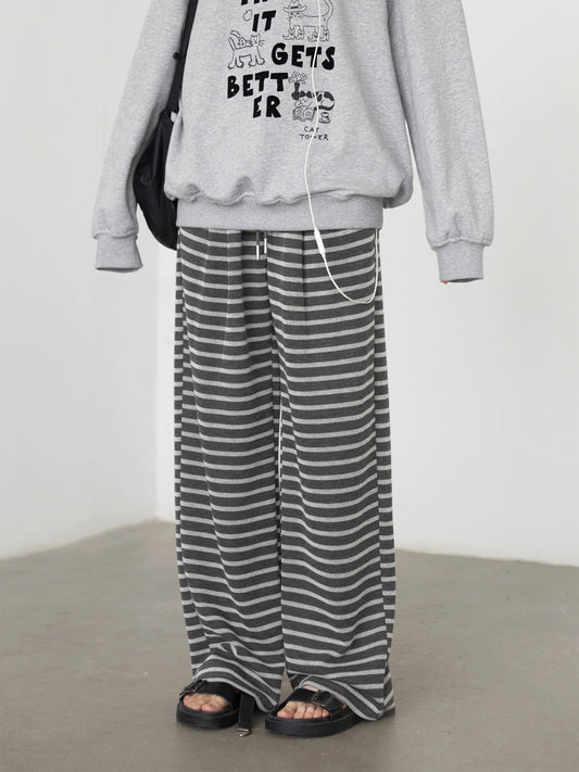 CHIC VEN Women Trousers Loose Casual Striped Wide Leg Pants Hanging Straight Casual Trousers Spring Autumn Women 2025