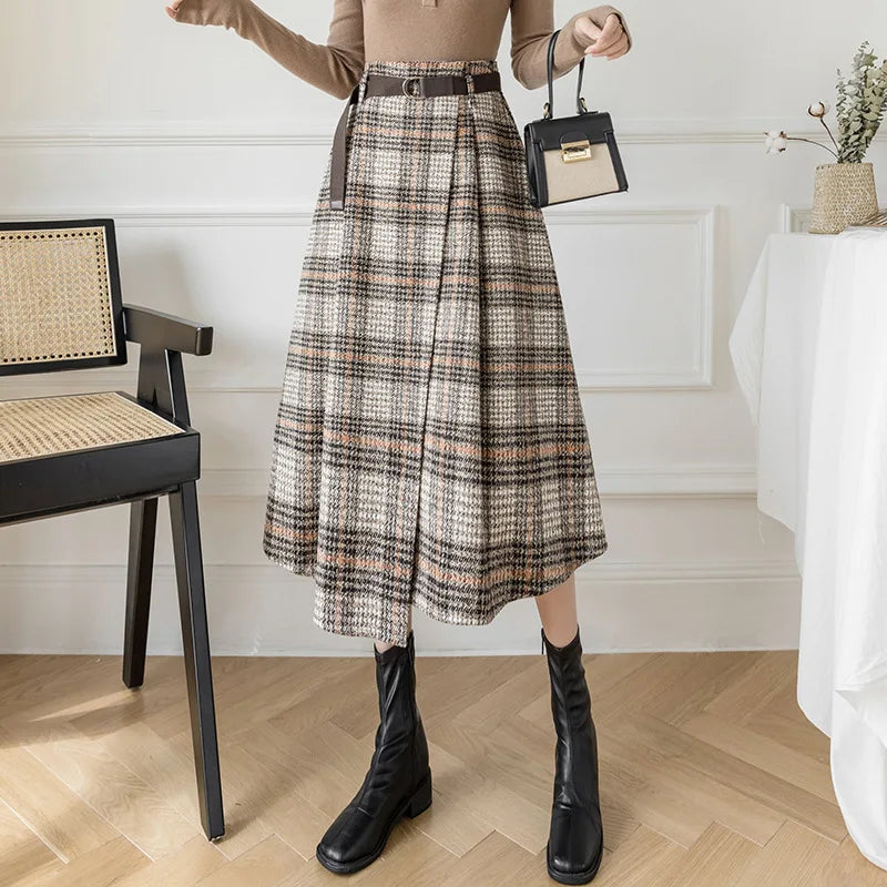 Women's Plaid Pleated A-Line Skirt