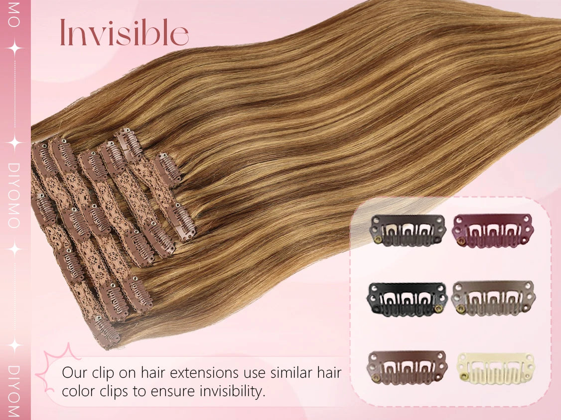 Natural Black Straight Human Hair Extensions Set of 7 PU Clip-In Invisible Wefts 116g Lightweight for Women Hairdressing