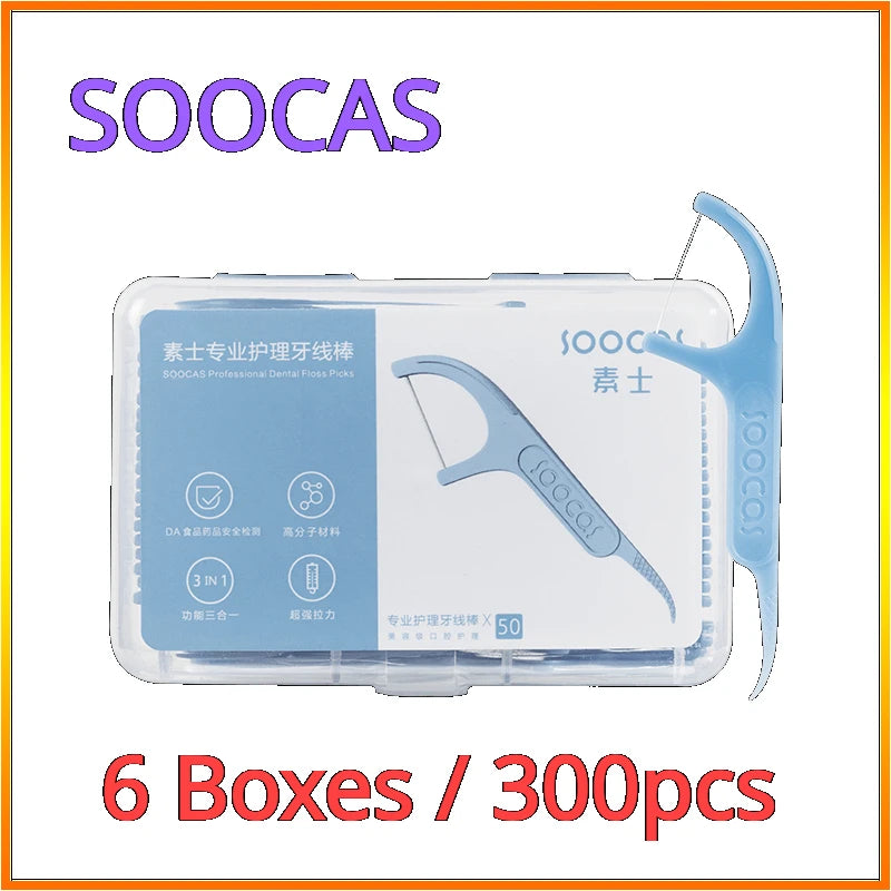 SOOCAS Professional Dental Flosser Ergonomic Design Safe Food Grade Teeth Stick Tooth Picks 50Pcs/Box Tooth Pick