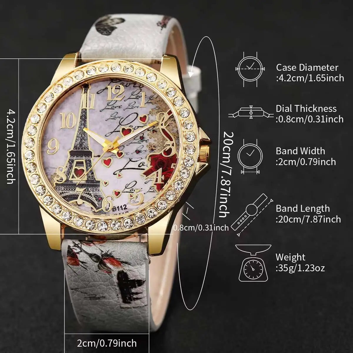 2PCS/Set Fashion Flower Dial Women Watches Luxury Rhinestone Quartz Watch Leather Strap Wristwatch Reloj Mujer(Without Box)