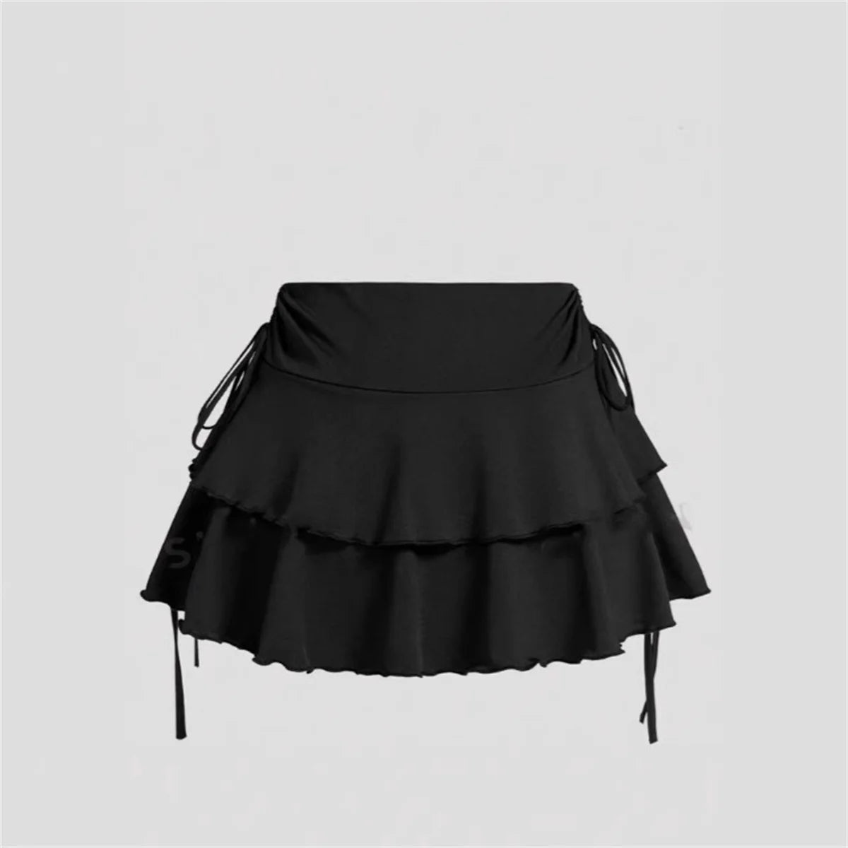 Solid Color Lace Up Girls Short Mini Skirt Ruffle Slim Fit High Waist A-line Skirt Teens Cake Dress Pleated Mini Skirts Summer