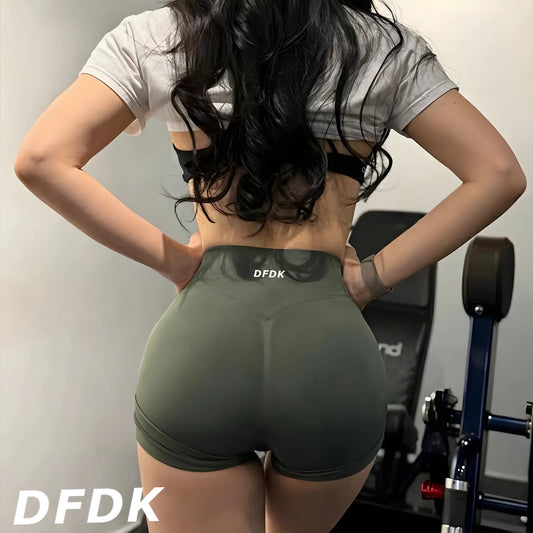 DFDK 2026 New Women Scrunch Butt Yoga Shorts High Waist Hip Lifting Push Up Squat Proof Sports Shorts Gym Workout Running Fitnes