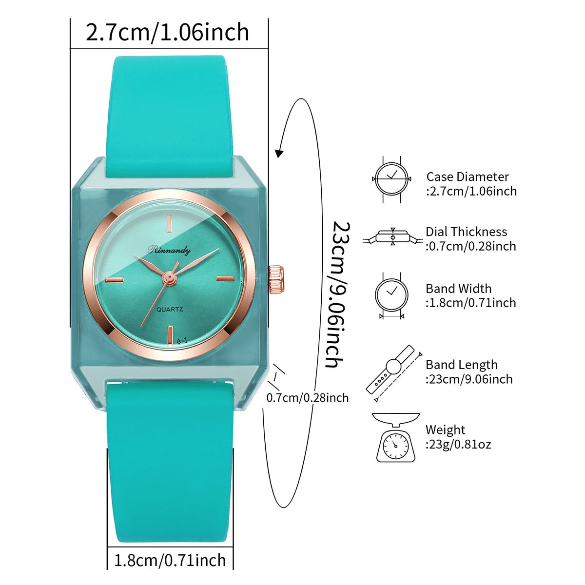 Fashion Silicone Band Women Quartz Watch Rectangle Dial Ladies Analog Wristwatches Reloj Mujer Girls Clock Gift (Without Box)