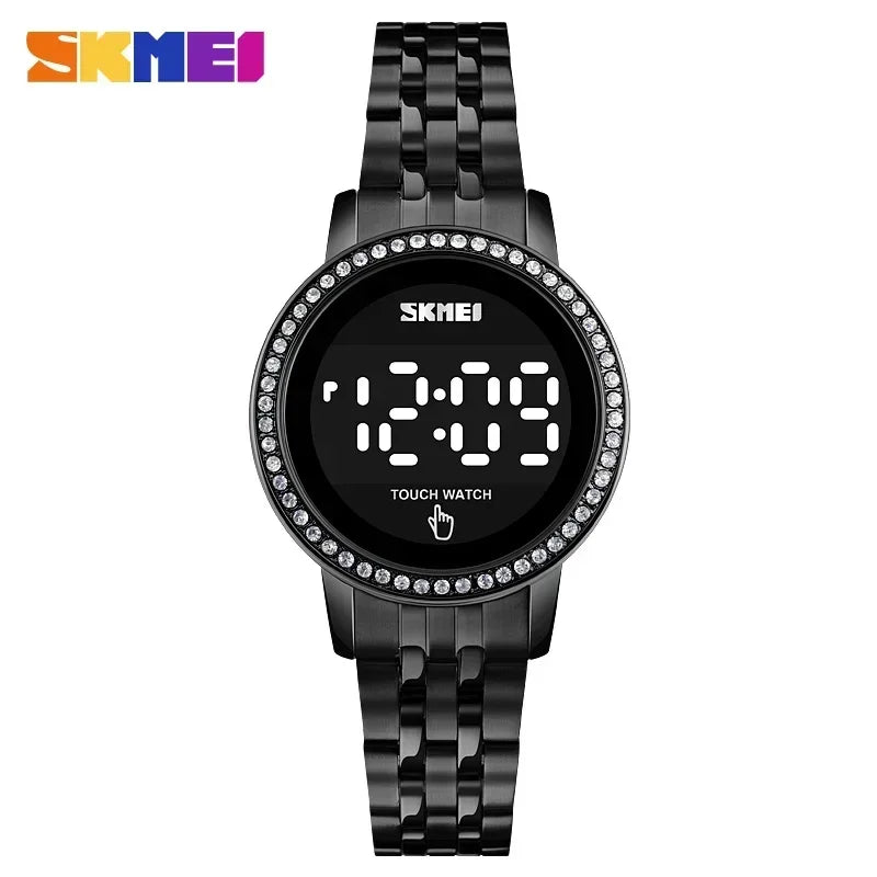 SKMEI 1669 Simple Date Time Watches For Female reloj mujer Digital LED Touch Women Watch Diamond Waterproof Ladies Wristwatches