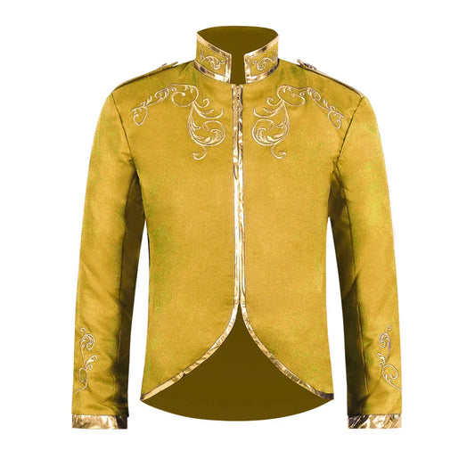 2024 New White Halloween Standing Collar Fashion Jacket for Men,Purple Medieval Court Prince Gold Embroidered Suit Sport Jackets