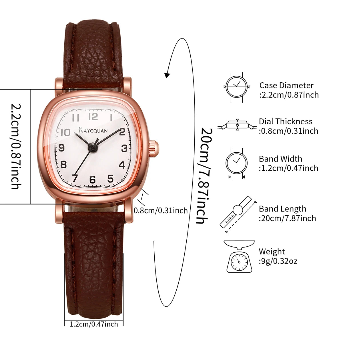 Elegant Square Women Watch Brown Leather Strap Ladies Minimalist Quartz Dress Wristwatches Clock Relogio Feminino (Without Box)