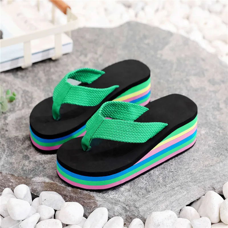 Women Beach Slippers Summer Non Slip Shoes Ladies Wedges Slippes Flip Flops Sandal Woman Platform Shoe Chaussure Femme 2024