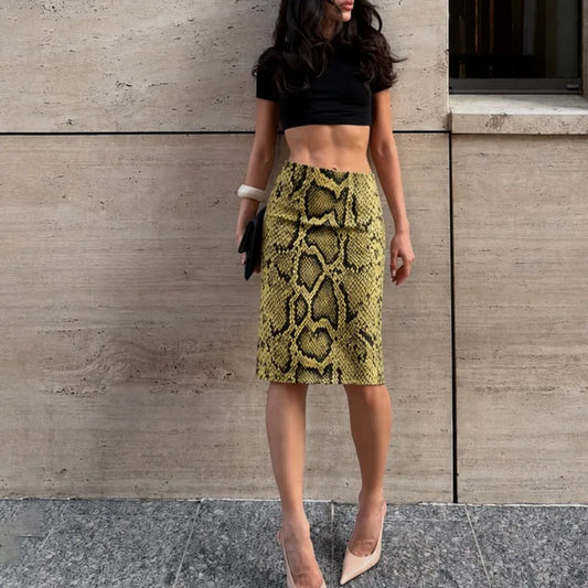 Ticketsx Women's Printed Maxi Dress Fashion Vintage Print Contrast High Waist Skirt Elegant Streetwear Chic Summer Female Skirt