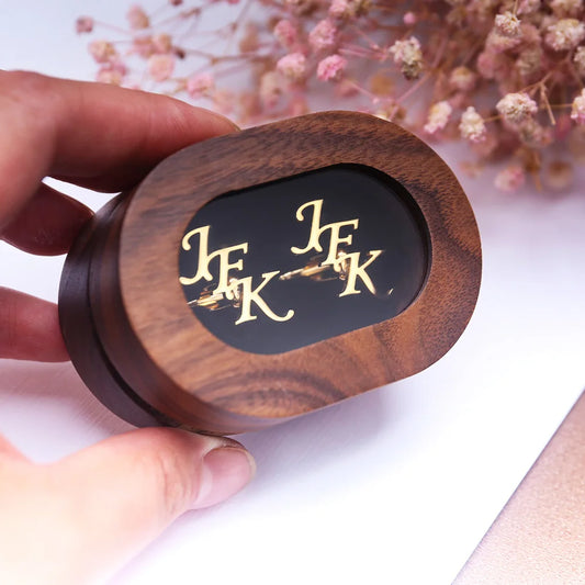 Tangula Custom Initials Cufflinks Stainless Steel Mens Cufflinks with Transparent Wood Box Personalize Wedding Jewelry Gifts