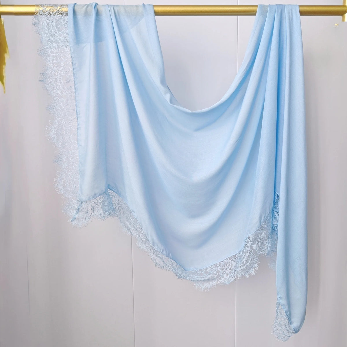 Ramadan Rayon Cotton Modal Hijab Scarf Lace L Edge Splicing Turban Breathable Shawl Cotton Plain Scarf Headscarf Women Hijabs