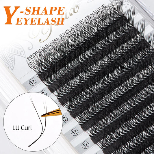 Yelix Y Eyelashes Extension 7-17mm Soft Brazilian Cilia and LU/D Curl Two Tip Volume Fan Lash Extension Supplies Faux Cils