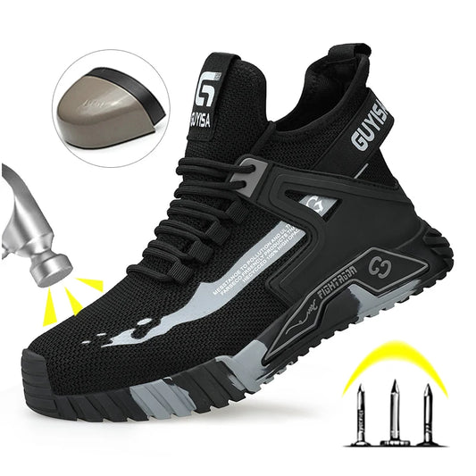 High Top Safety Shoes Men Steel Toe Work Shoes Men Anti-Puncture Safety Shoes Woman Work Safety Boots Man Indestructible Shoes