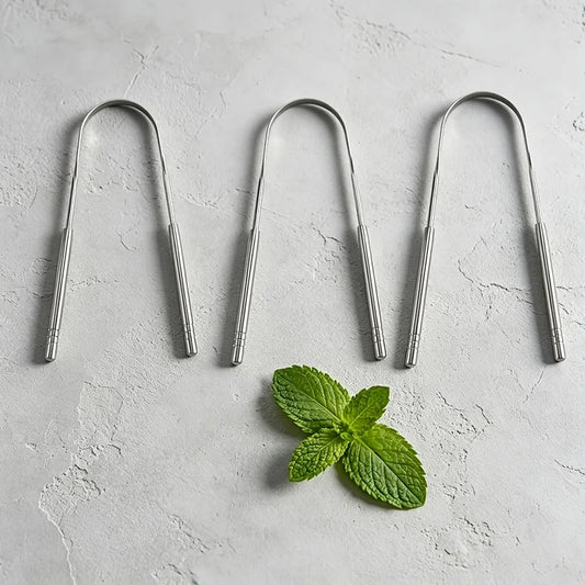 1/3Pcs U‑Shaped Stainless Steel Tongue Scraper,Reusable Tongue Cleaner,Portable Oral Care Tool for Breath Removal Men & Women