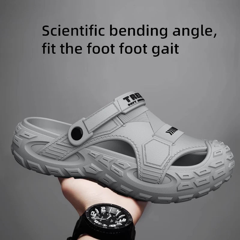 EVA Sandals for Men in Summer, Thick Soft Soled for Outdoor Wear, Beach Shoes for Casual Sports, and Perforated Shoes