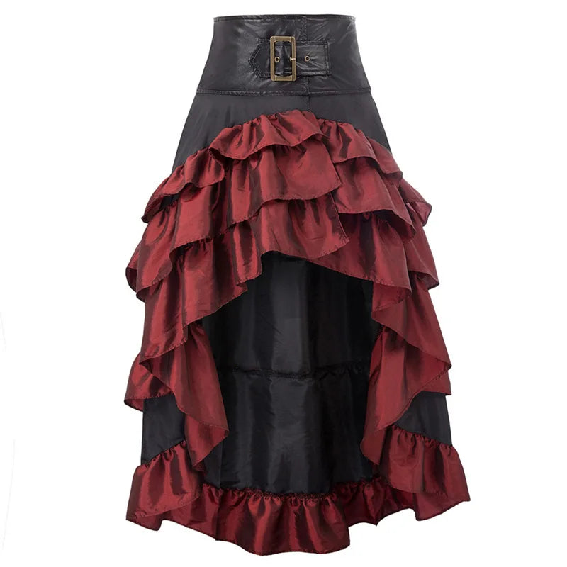 Pirate Buccaneer Costume Tops Shirt Skirt Bustle Skirt Victorian Halloween Women Punk Renaissance Burlesque High Low Steampunk