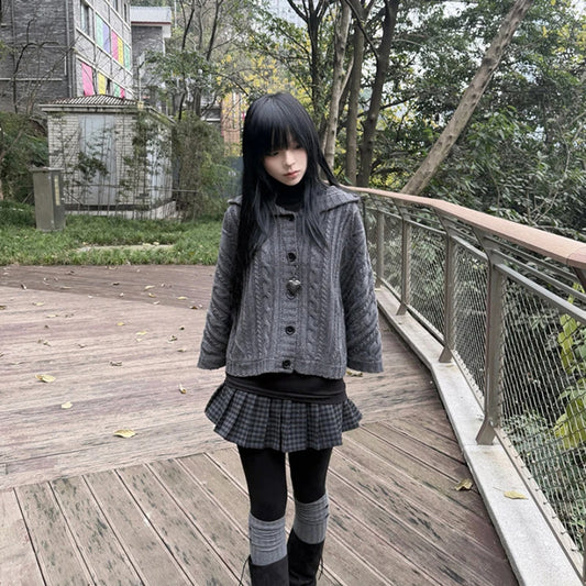 Harajuku Women's Cardigan Solid Color Fashionable Emotional Girl Chic Casual Everyday High Street Gothic Y2K Basic Commuting Top