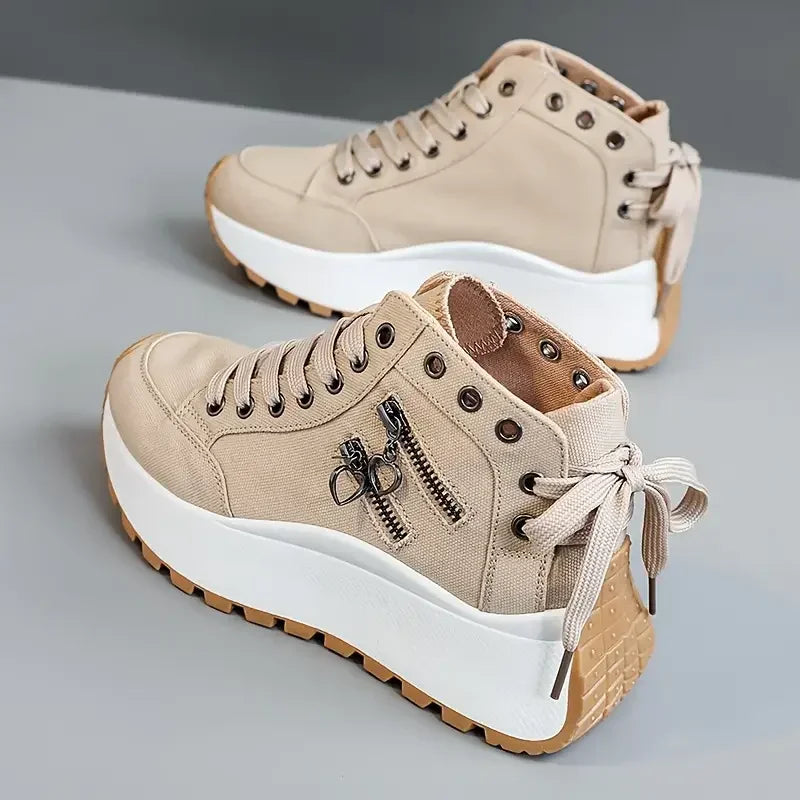 New Designer Women Sneakers High Top Denim Canvas Shoes Female Girls Students Canvas Shoes for Women Lace Up Platform Sneakers