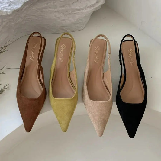 Women's Pointed-Toe Low-Heel Slingbacks in Style Options