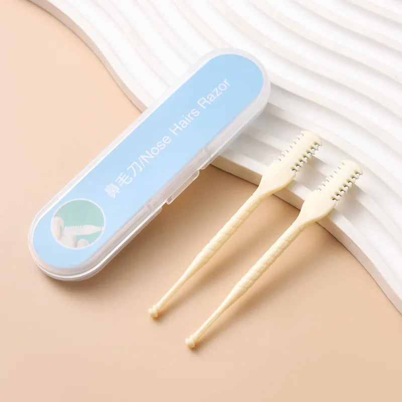1/2pcs Manual Nose Hair Trimmer Set. 360° Rotating Trimmer, Double-Sided Blade, Easy to Clean, Made of Plastic Material
