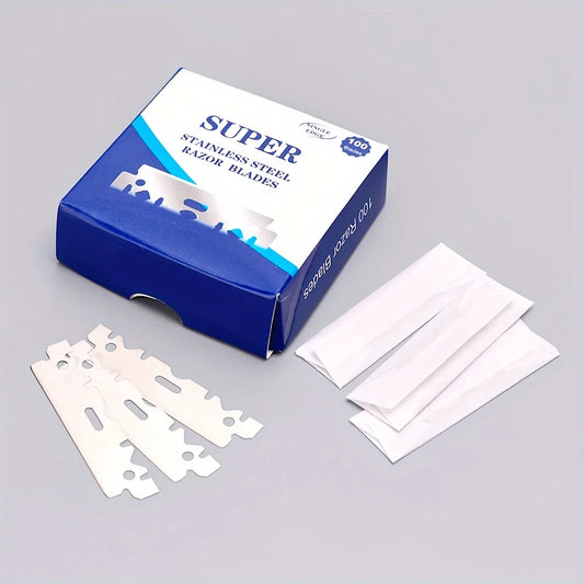 100PCS Single-Sided Razor Blades - Stainless Steel Safety Razors for Men, Barber-Grade Shaving Tools Razor Blade Sharpener