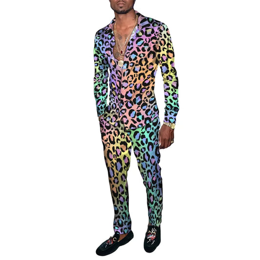 Animal Zebra Leopard 3D Print Men Harajuku Style Clothing Suits Tracksuit Long Sleeve Shirt Long Pants Two Piece Sets Clothing