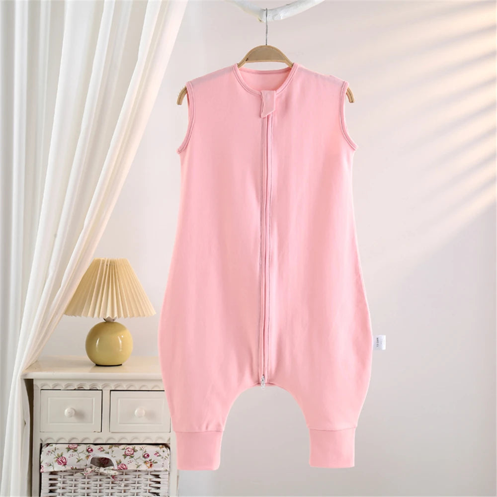Summer Thin Vest-Style Children's Sleeping Bag, Comfortable at Home, Pure Cotton Striped Split-Leg Sleeping Bag