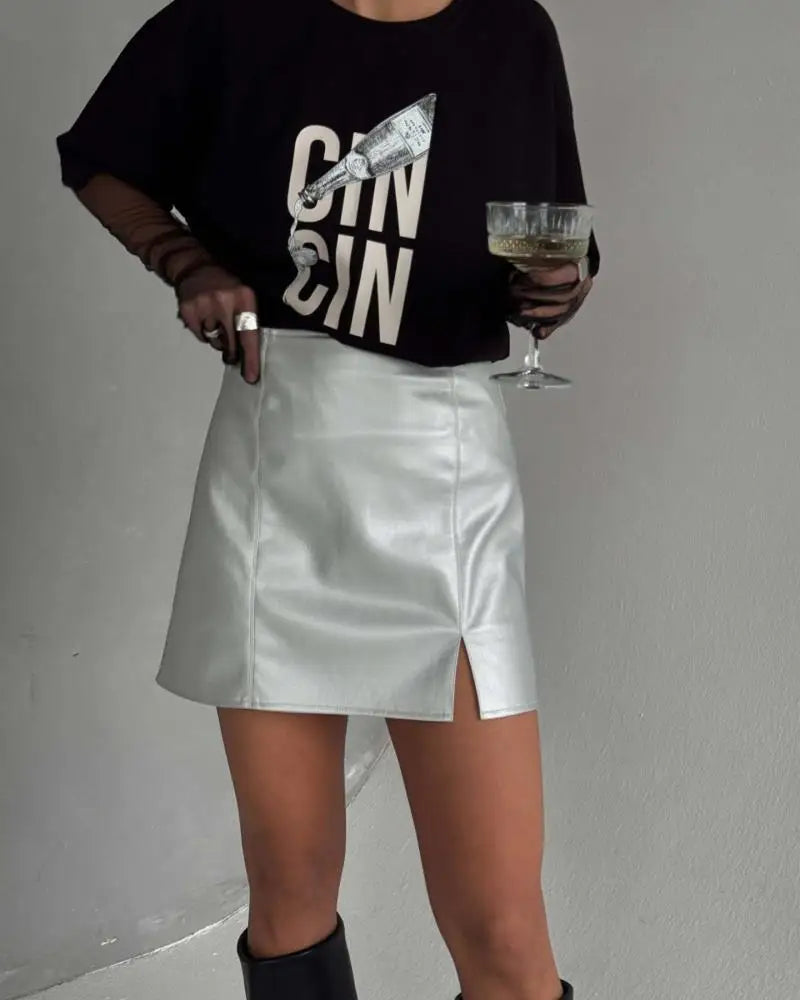 Women's Letter-Print Cotton T-Shirt