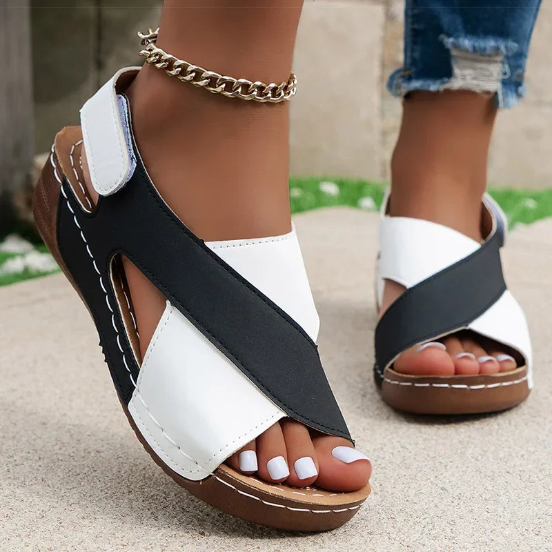 Women's Sandals Soft Heels Sandals Women Peep Toe Summer Shoes Lightweight Wedges Heeled Shoes Woman Footwear Summer Sandals
