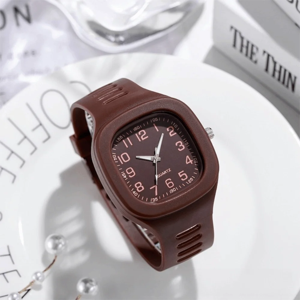 Minimalist Silicone Strap Square Watch Square Casual Wrist Watch Quartz Watch Students