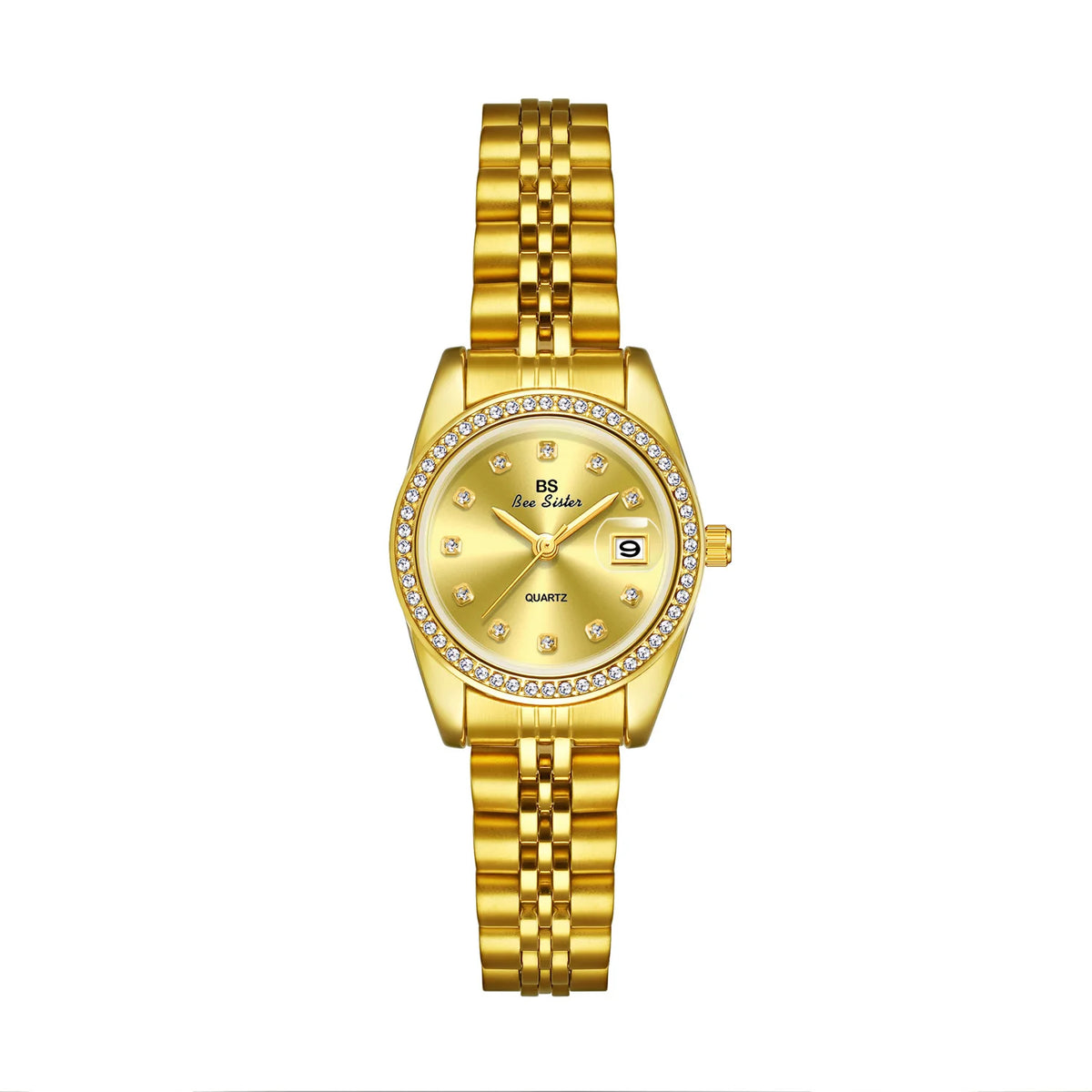 Casual Women's Watches Diamond Circular Calendar Dial Quartz Watch Waterproof Gold Silver Stainless Steel Strap Lady Wristwatch