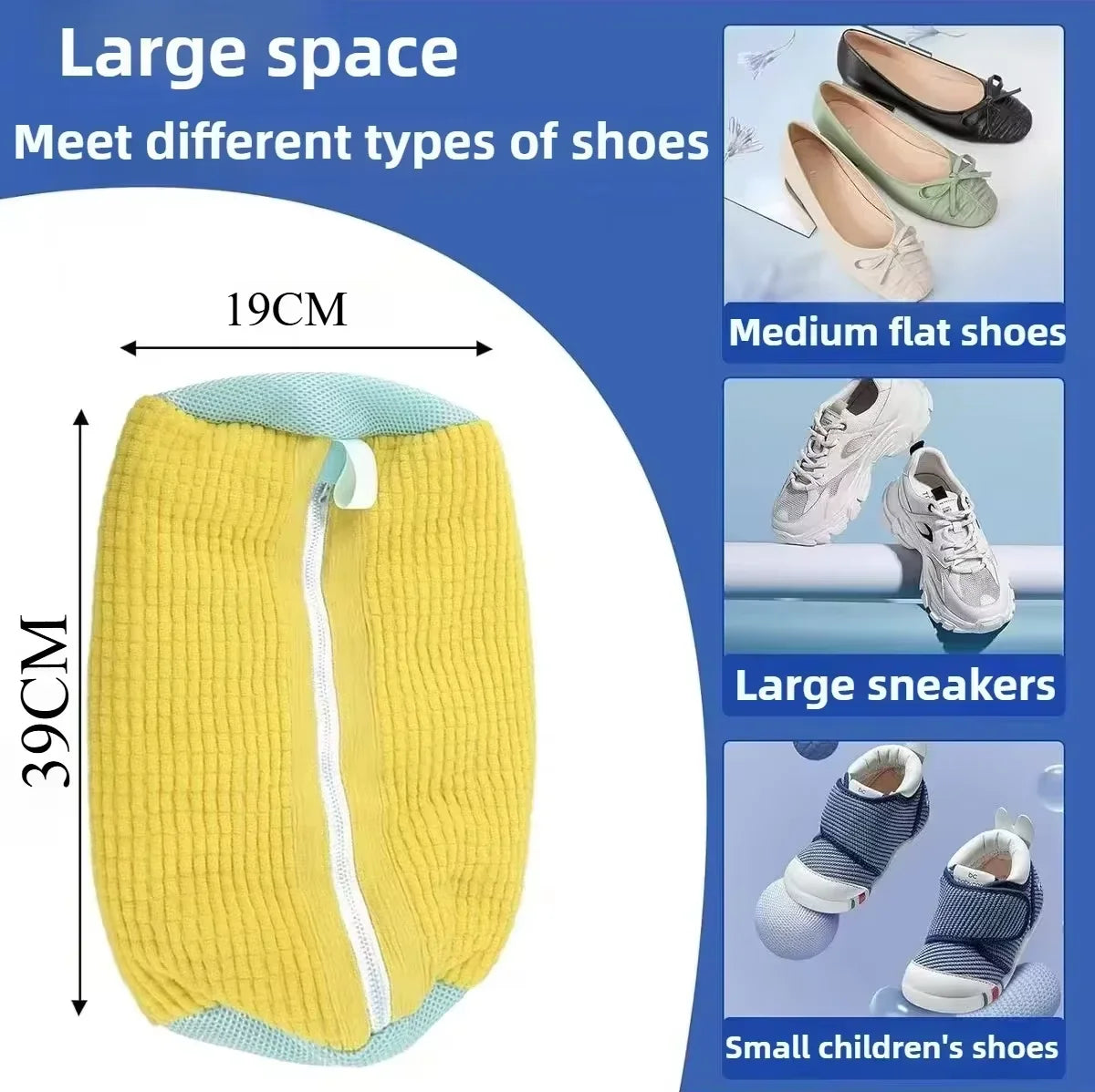 Durable Shoe Washing Machine Bag for All Shoe Types, Shoe Cleaner with Zipper for Sneakers and Casual Shoes Laundry Wash Bag